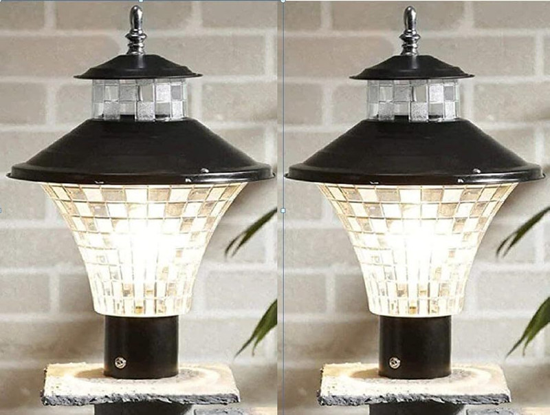 MSJS gate light new model PACK OF 2 Gate Light Outdoor Lamp(Black, White)