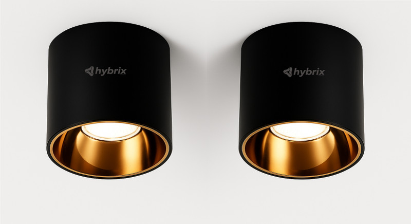 Hybrix LED (6 Watt) Drum Light | Cylinder Light | Spot wall/Ceiling Surface Light, Rose Gold Chrome, Optical COB LED, IP67 Waterproof, Indoor/Outdoor Use, Black Body, Warm White Light (PACK OF2) Post Light Outdoor Lamp(Black)