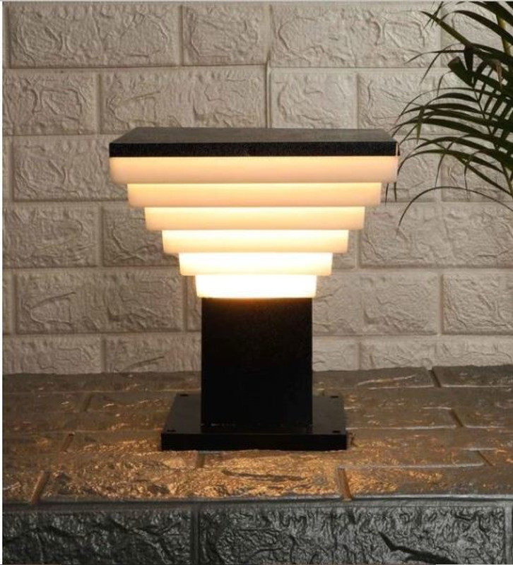 KINIS KIN-METRO Modern Shape /Pillar for Home, PACK OF 2 Gate Light Outdoor Lamp(Black, Clear)