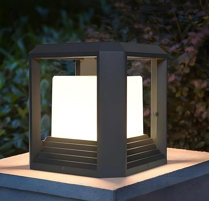 BLACK RAY Classic Cube Gate Pillar Light for Outdoor, Waterproof, Gate Light for Home gate/Gate Lamps for Outdoor Waterproof/Gate Pillar Lights for Outdoor for Boundaries, Pack of 1 (Bulb Not Included) Gate Light Outdoor Lamp(Grey, White)