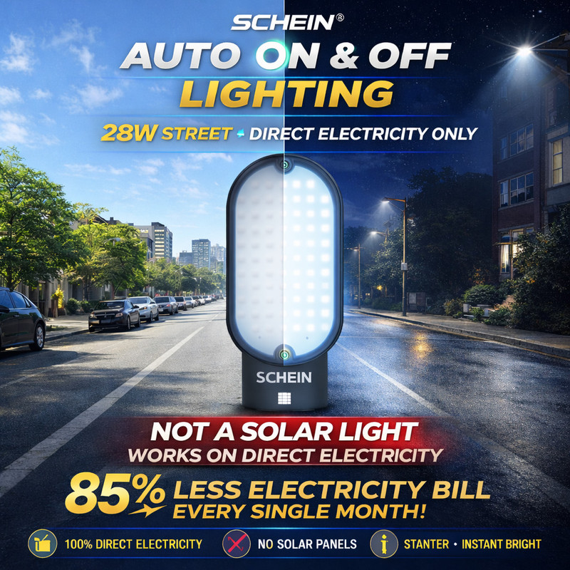 SCHEIN 28W LED Street Light with Auto On/Off Day & Night Sensor | Cool White 6500K | BIS Approved R-97001945 | Weatherproof Outdoor Lighting – Pack of 1 Street Light Outdoor Lamp(Black)