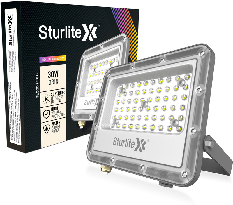 Sturlite Orin 30 W LED Flood Light| 6K Outdoor Lamp - (Pack of 1) (L-G-0414-30W) Flood Light Outdoor Lamp(Black)