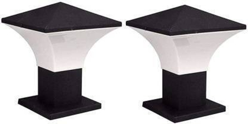 G CHHARIYA TRADERS Main Gate Pillar Lamp Waterproof Home & Kitchen Outdoor W/ Black Metal Outdoor,Gate,Garden,Pillar Post Lighting Home Fancy Modern Design(Pack Of 2)(Bulb Not Included)-Fluorescent Gate Light Outdoor Lamp(Black, White)