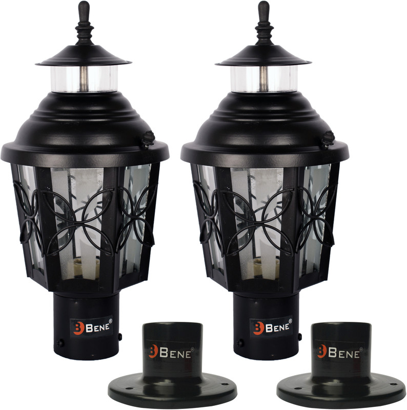 BENE Garden Light Lily 15 cm (Black, Pack of 2 Pc) Gate Light Outdoor Lamp(Black)