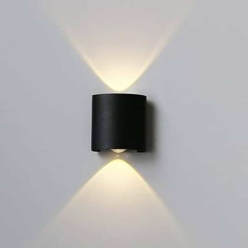 CIRAMA UP Down 2 Way Oval Shape IP65 Warm White Wall Light Body Color Black Metal 3000k Indoor Outdoor Post Light Outdoor Lamp(Black)