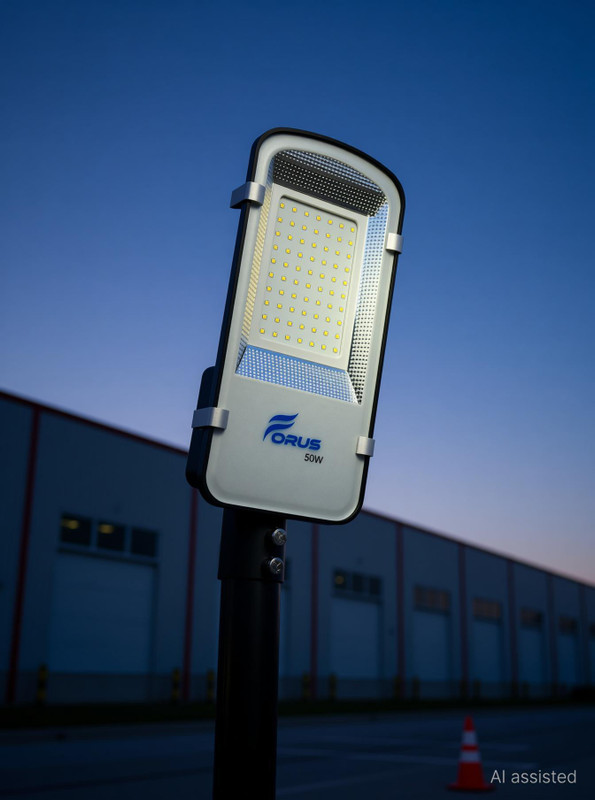 FORUS 50W LED Street Light for Outdoor Road, Parking, and Industrial Lighting - High Lumens 160 lm/W, Waterproof, Energy-Saving Aluminum Lamp, 5-Year Warranty, Cool White, Made in Bharat | 1 PC Street Light Outdoor Lamp(White)