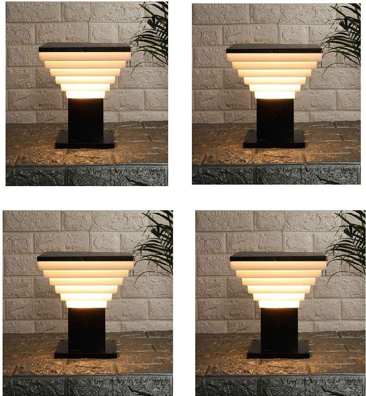 Areezo MODERN BLACK GATE LIGHTS FOR HOME DECOR WATERPROOF(WITHOUT BULB) (PACK OF 4) Gate Light Outdoor Lamp(Black)