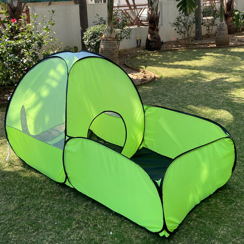 SILVER SHINE 2 in 1 Combo Foldable Tent House For Kids Activity Indoor Outdoor 2 To 8 Years(Brown)