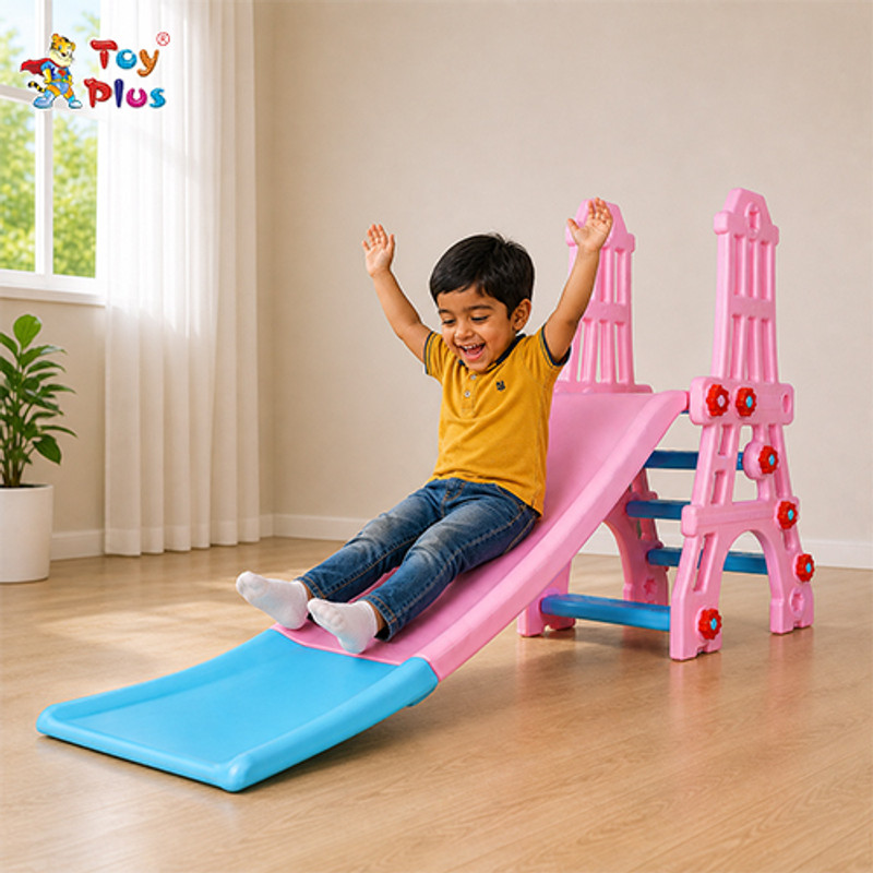 Toy Plus Toddler Slide Toy with Safe Climbing Steps & Strong Base Support(Pink)