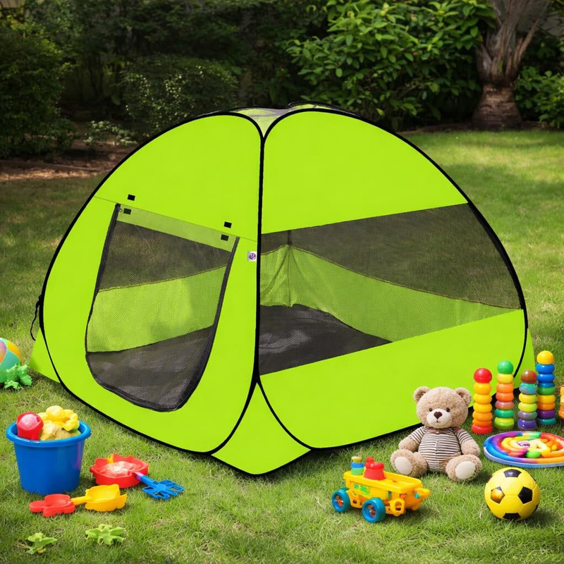 SILVER SHINE Yellow color Foldable Yellow Patterns Popup Kids Play Tent House(Yellow, Black)