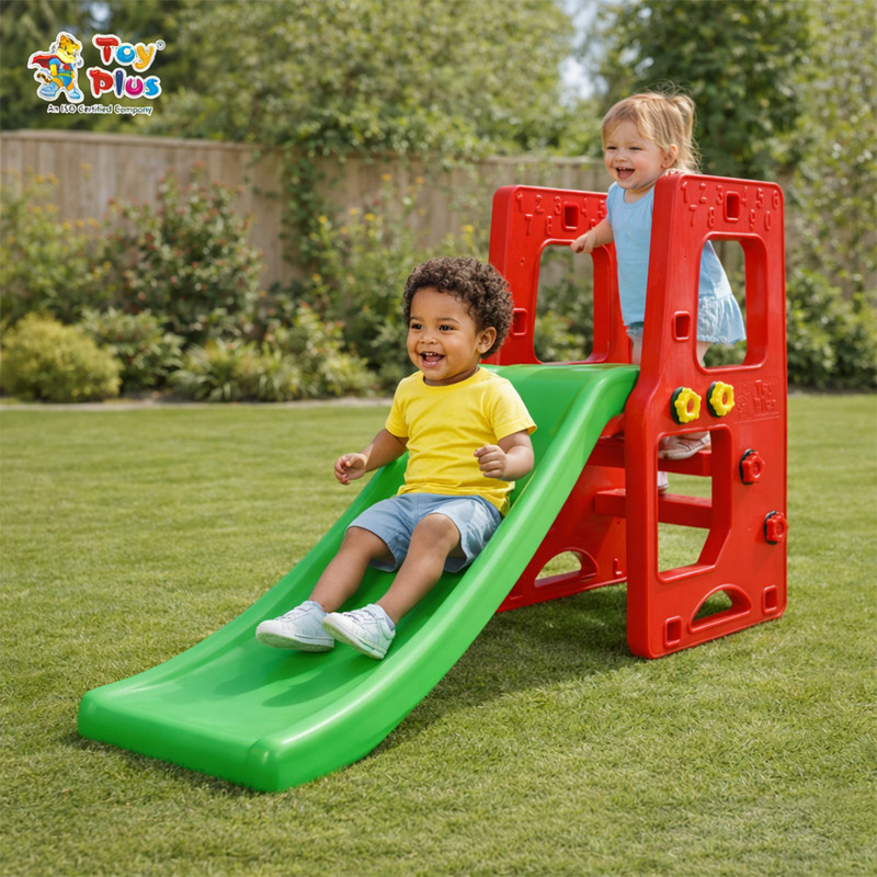 Toy Plus Baby Slide for Kids with Ladder Indoor Outdoor Play Slide(Green, Red)