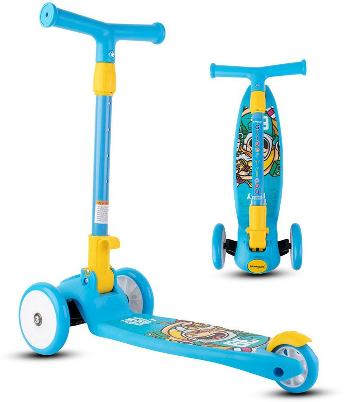 BUMTUM Smart Kick Scooter 3 Adjustable Height Foldable PVC Wheels With Rare Brakes(Blue)