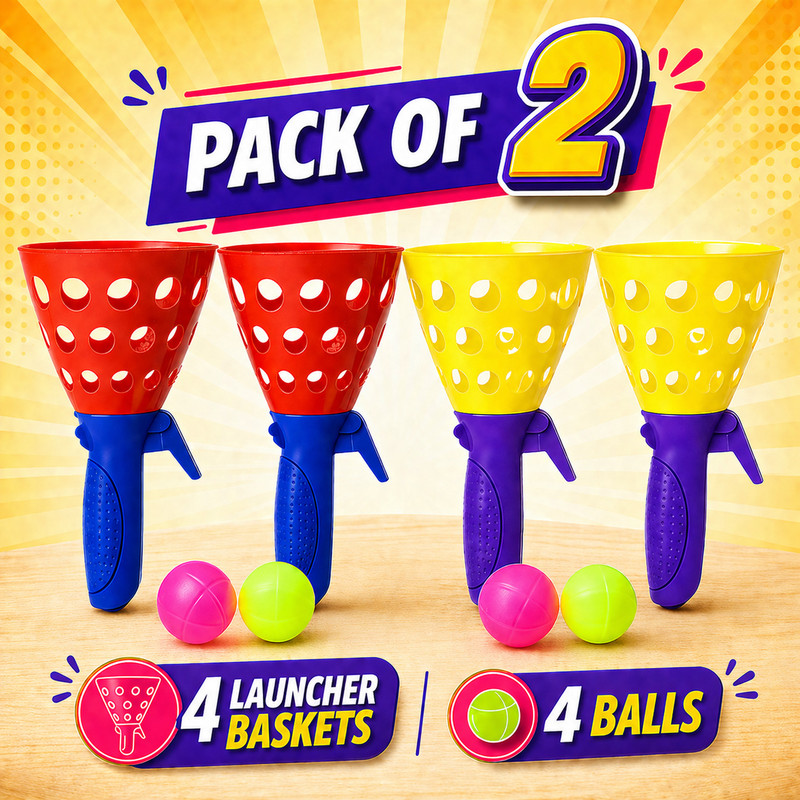 Toyify Pop and Catch Ball Game for Kids 3+| Indoor & Outdoor Sports Toy (pack of 2)(Red)