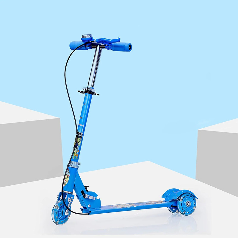 TANAZ New Adjustable Scooter with LED Lights, Foldable Design, Extra Wide Brakes(Blue, Silver)