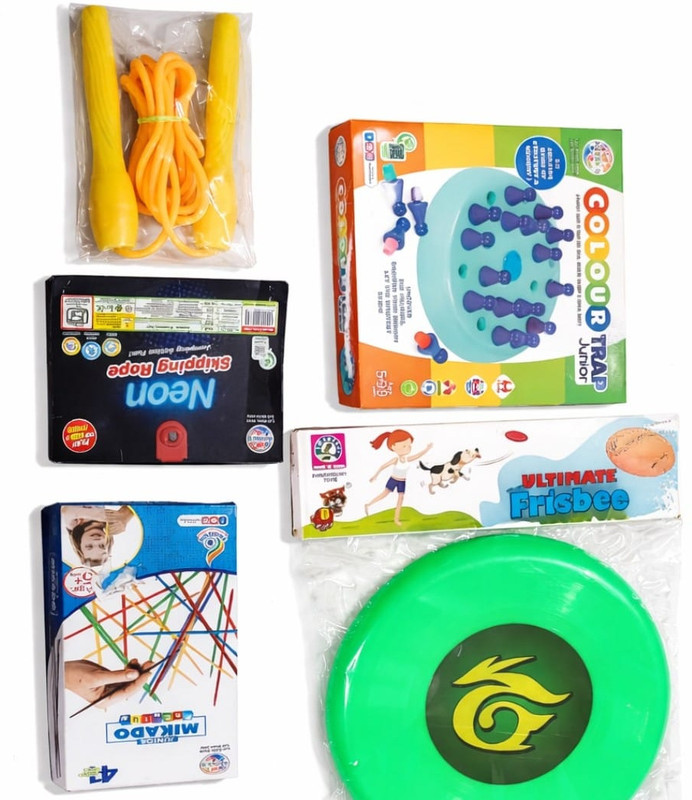 Online Aangan Indoor & Outdoor Game Combo Set for Kids & Family – 5 in 1 Fun Pack(Multicolor)
