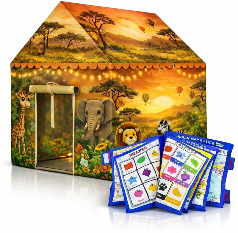 cantus Kids Tent House for Boys & Girls with Learning Cushion Pillow Book Toys(Multicolor)