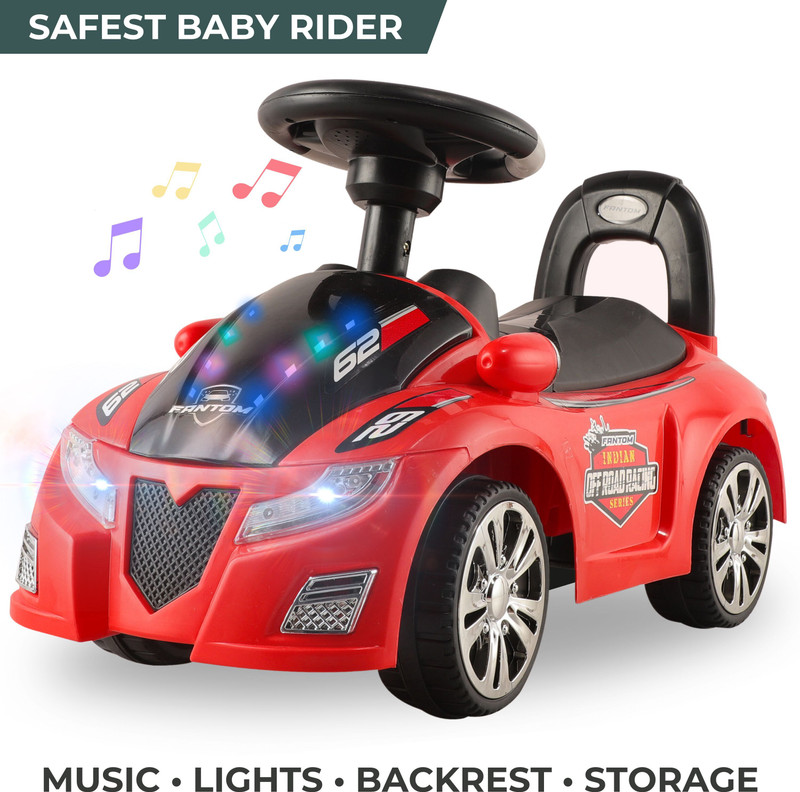 jasin enterprises Musical Car With Multicolour Lights | Push Ride On | Perfect for Kids 1-4 Years(Red)