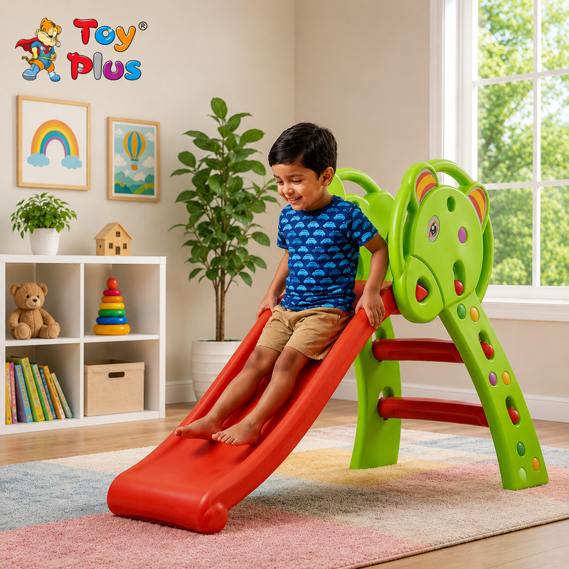 Toy Plus Kids Slide for Indoor Outdoor Play with Ladder & Safety Design(Green, Red)