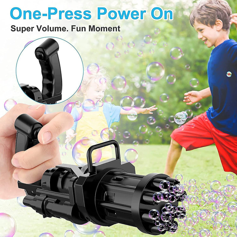 NIYAMAT Combo Set of 500 ml Bubble Solution with 8-Hole Electric Bubbles Gun for Toddlers Toys, New Gatling Bubble Machine Outdoor Toys for Boys and Girls(Black)