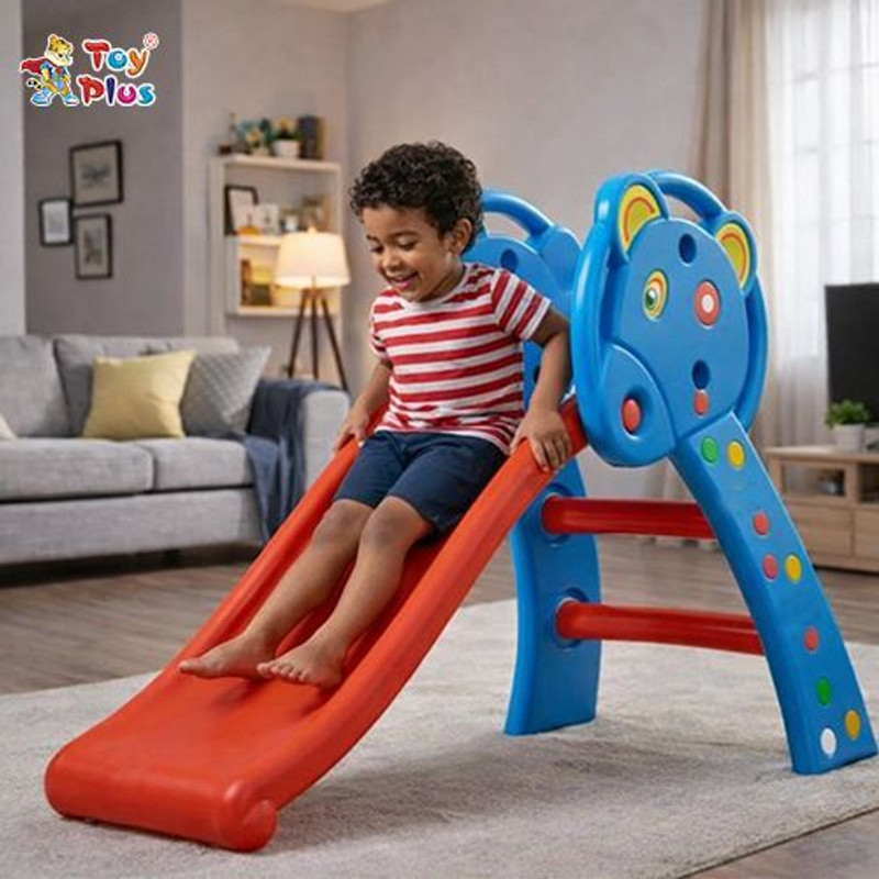 Toy Plus Kids Slide for Toddlers with Strong Support & Anti-Slip Steps(Blue, Red)
