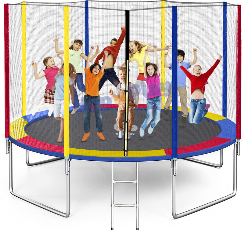 HOP N PLAY 55 Inch / 4.5 Ft Jumping Trampoline with Safety Net for Kids, Indoor & outdoor(Multicolor)