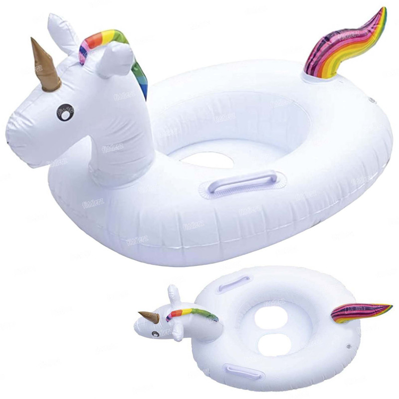 FIDDLERZ Baby Pool Float Unicorn Inflatable Swimming Ring Seat Unicorn Swim Float for Kid(White)