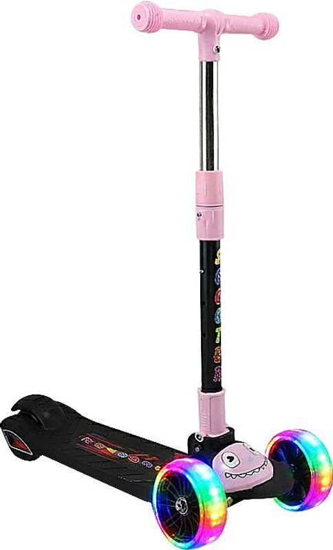 JoyRide 3 Wheel Zetty Scooter for Kids with Brakes| Foldable & Adjustable Height 2-6 Age(Pink)