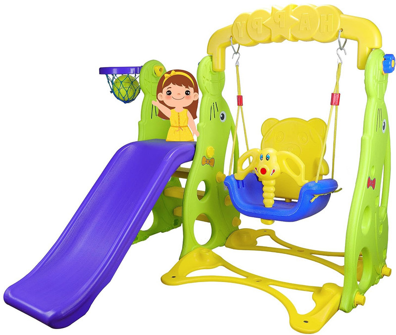 LOOKNSNAP Slide Combo for Kids with 1 Basket Ball - Dolphin Garden Slider Combo(Multicolor)