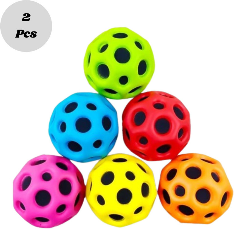 Planet of Toys Crazy Bounce Moon Ball For Kids Super Bouncing Meteor Space Rubber Ball (2PC)(Pink)