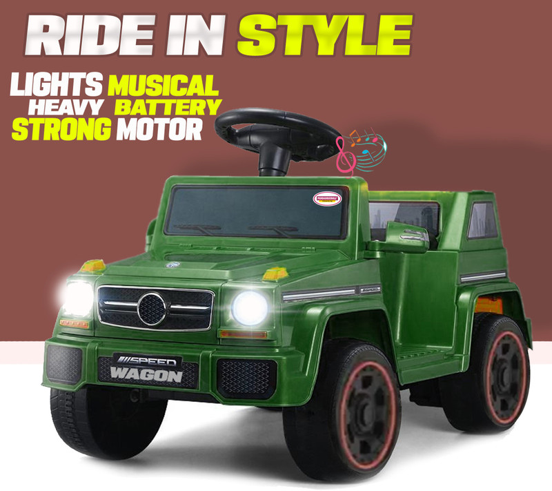 Pandaoriginals S- Wagon EV , with music player , weight capacity : 50 kgs, heaviest battery Rideons & Wagons Battery Operated Ride On(Green)
