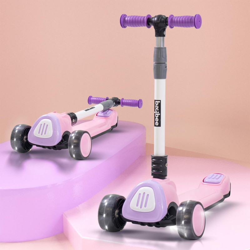 baybee Kids Skate Scooter for Kids |3 Wheel Folding Kick Kids Scooter| Baby Runner Scooter for kids|Kids Skate Scooter Runner for Kids- Smart Skate Scooter| Kids Scooter(Purple)