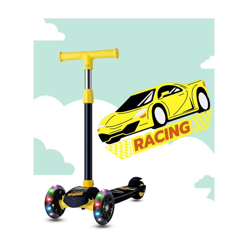 Miss & Chief Adjustable Scooter with LED Lights, Foldable Design, Extra Wide Brakes(Black)