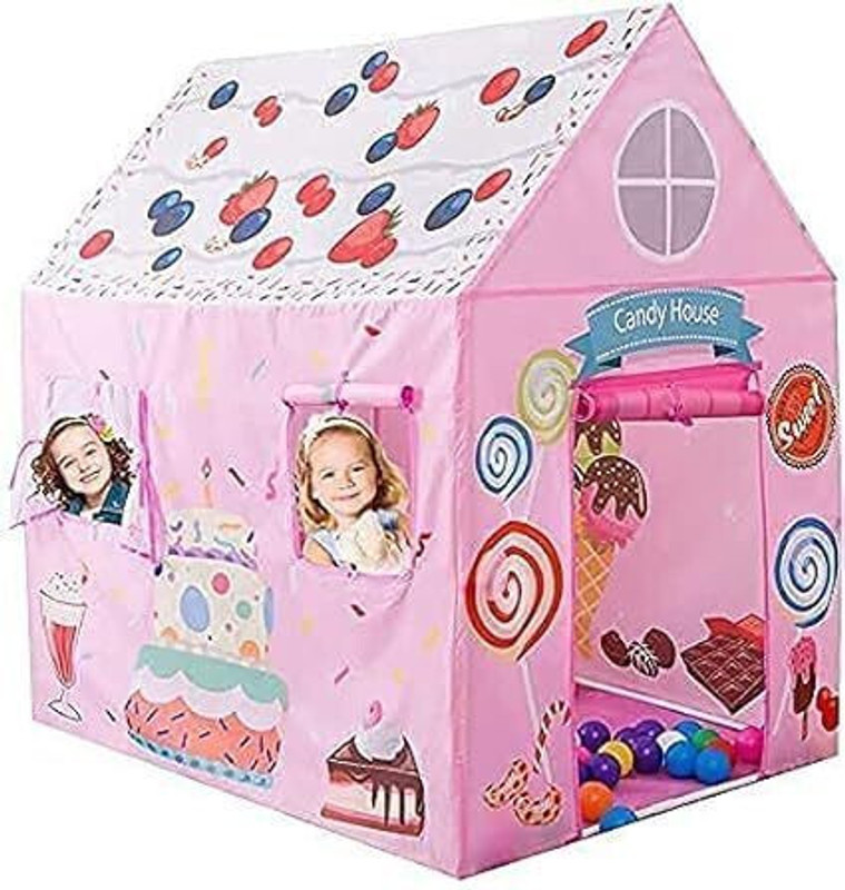 SHREE INCORPORATION Colorfull and Extremely Light Weight Kids Play Tent House (HAPPY BIRTHDAY )(Pink, White)