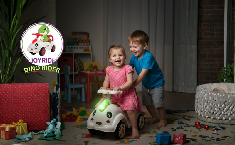 JoyRide Dino Ride on Kids Car with Music&Horn Steering|1 to 3 Years Non Battery Operated(Pink)