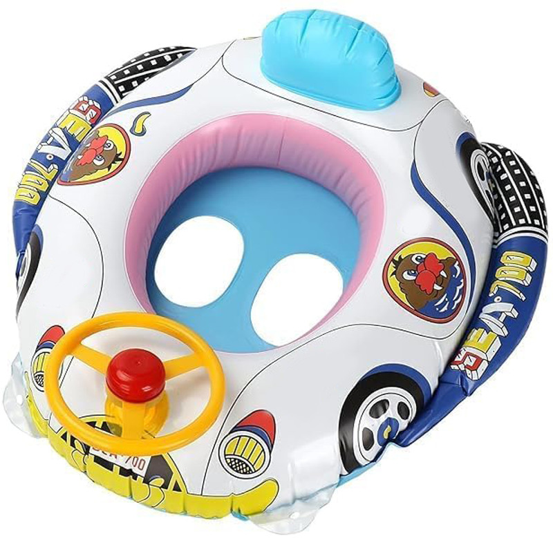Muren Inflatabe Baby Swimming Float Ring with Car Handles Seat Kids(Multicolor)