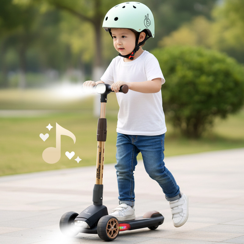 R for Rabbit Road Runner Blaze Kids Scooter, Height Adjustable PU LED Wheels Kick Scooter(Black, Gold)