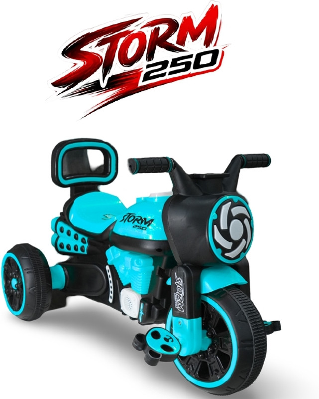 DANDLES Storm 250 Kids Tricycle with Music & Lights Comfortable Seat & Backrest(Blue, Black)