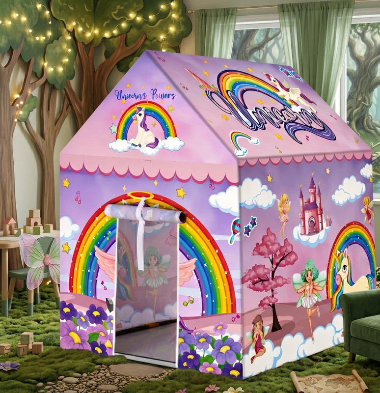 cloudconcept Rainbow Unicorn Playhouse Tent – Creative Imaginative Play Tent for Kids(Pink)