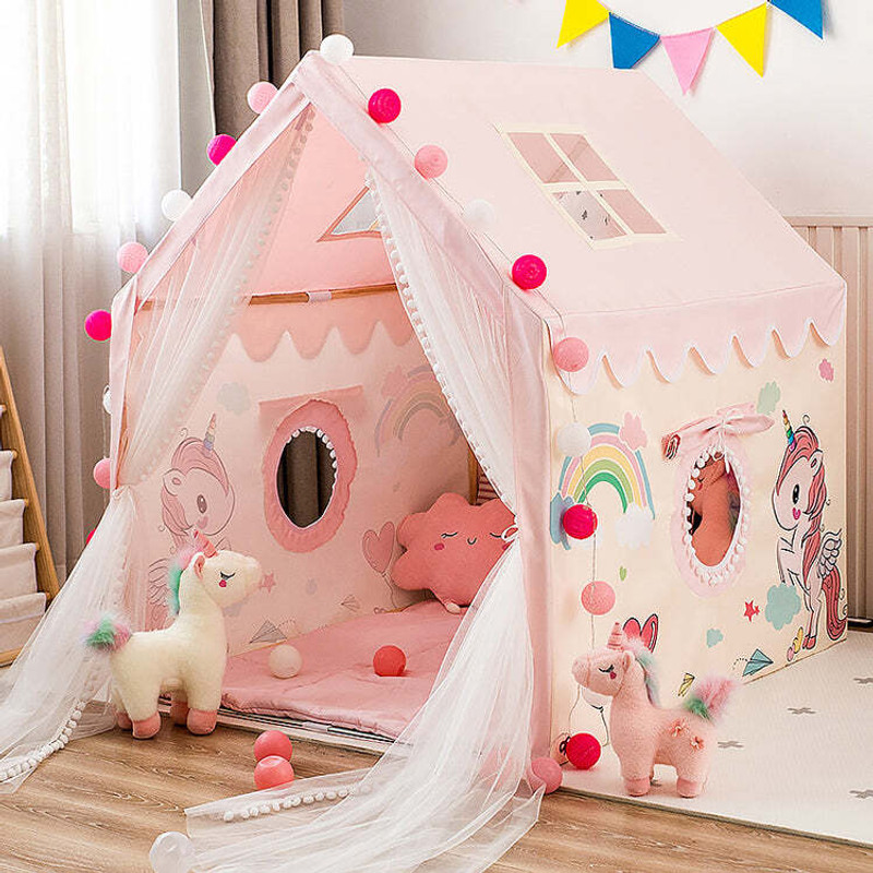 SADGURU SALES Kids Play Tent House For 2-7 Year Children (unicorn house)(Pink)