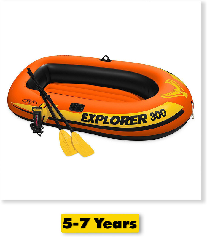 INTEX Explorer 300 Boat Set with Oars & Air pump, 3 Person Boat(Red)