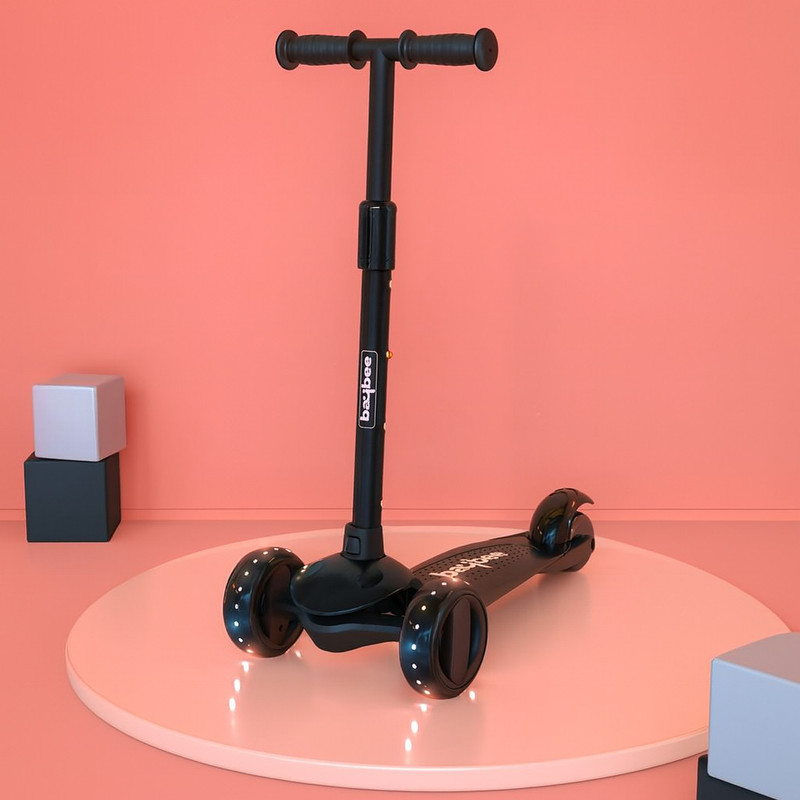 baybee Kids Skate Scooter for Kids |3 Wheel Folding Kick Kids Scooter| Baby Runner Scooter for kids|Kids Skate Scooter Runner for Kids- Smart Skate Scooter| Kids Scooter Black(Black)
