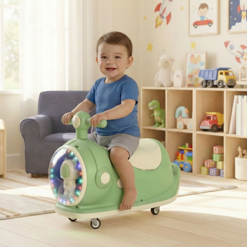 HOMESTIC 1–4 Year Astronaut Wheels Scooter with Light & Music | Pista Green(Green)