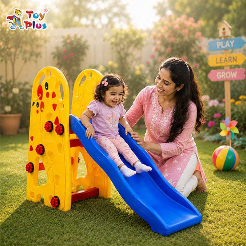 Toy Plus Children Play Slide | Kids Activity Slide for Home & Garden(Yellow, Blue)