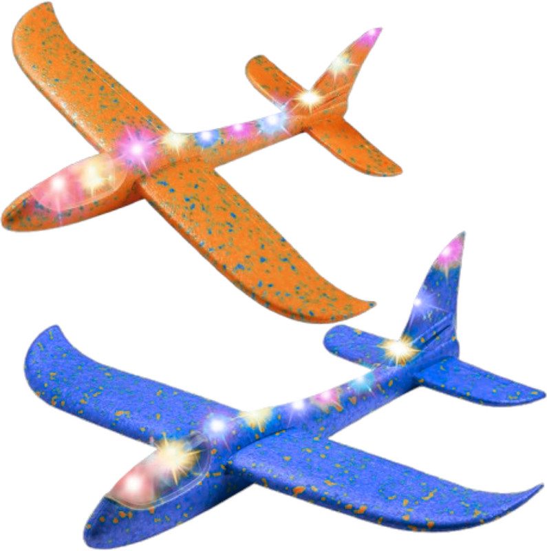 MOVE TOYS 2 Pack Hand Throw Flying Glider Plane Foam Aeroplane(Blue, Green)