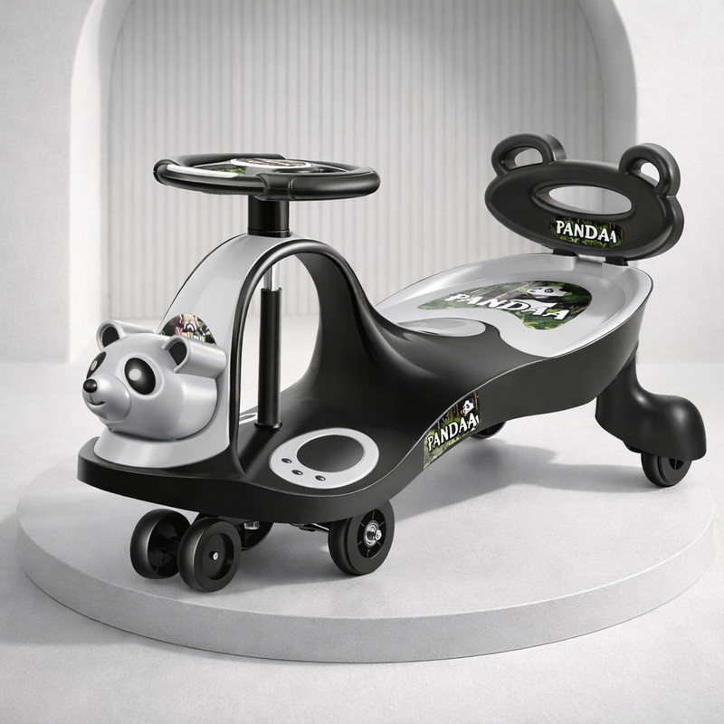 SPEEDFOX Kids Panda Ride-On Car with Music Steering – Smooth & Safe Indoor Outdoor Toy(Black, Grey)