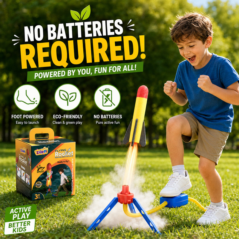 Hallari Kids Jump Rocket Stomp Launcher Toy | Air Powered Foam Rockets Fly Up to 150 Feet(Multicolor)