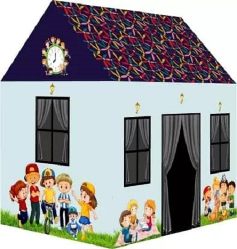 BHAVY SALES Jumbo Size Light Weight Kids Play Tent House for 3-13 Year Old Kids(Blue, Beige)