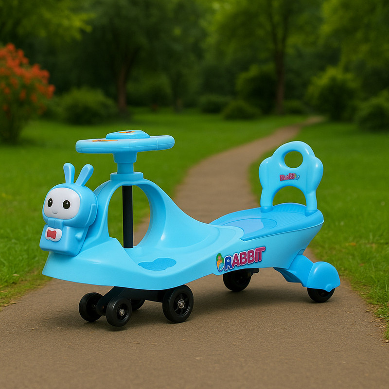 Fun Ride Bunny Swing Car Rider - BUNNY RABBIT Twist and Swing Magic Car Ride On for Kids with Steering Music and Lights for Boys and Girls for Age 3+(Blue)