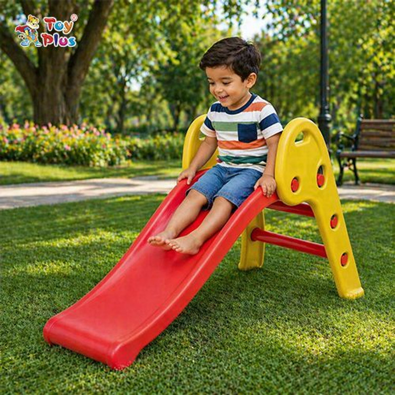Toy Plus Kids Plastic Slide with Anti-Slip Steps & Durable Structure(Blue, Red)