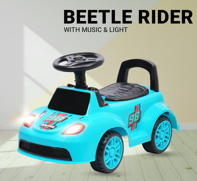 ODELEE Hummer Manual Push Car With Front Light Music And Back Rest Car Non Battery Operated Ride On(Black, White)